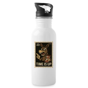 Donkey with hourglass on postcard - Water bottle with straw - white - Right