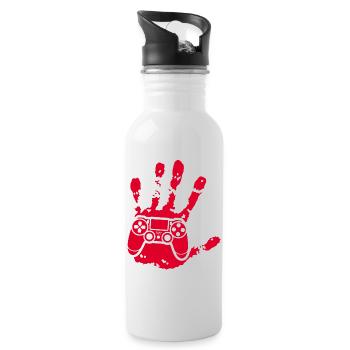 Der Gamer in dir (rot) - Trinkflasche mit integriertem Trinkhalm - Weiß - Rechts