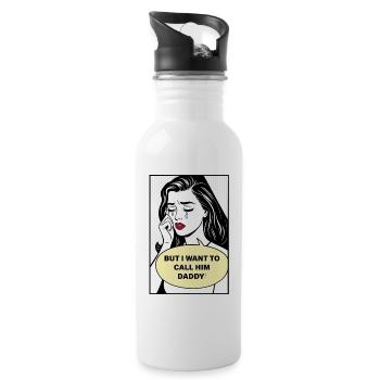 I Want to Call Him Daddy – Crying Woman Pop Art De - Trinkflasche mit integriertem Trinkhalm - Weiß - Rechts