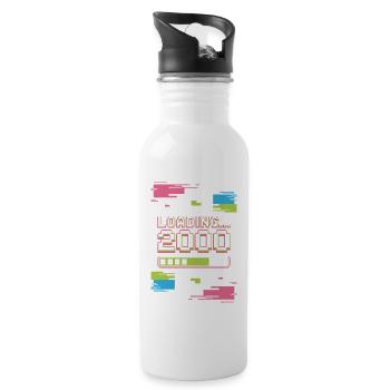 Retro Loading 2000 Pixel - Trinkflasche mit integriertem Trinkhalm - Weiß - Rechts