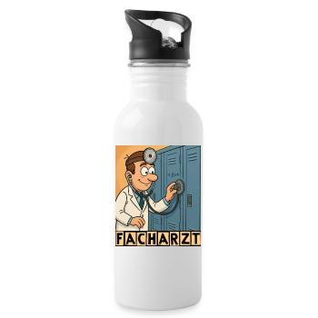 Facharzt by Rico Beck - Trinkflasche mit integriertem Trinkhalm - Weiß - Rechts