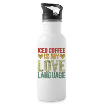 Iced Coffee Is My Love Language - Trinkflasche mit integriertem Trinkhalm - Weiß - Rechts
