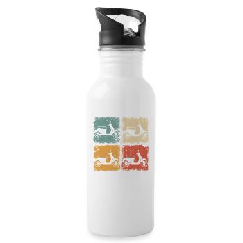 Vintage Scooter Moped For Scooter Driver - Water bottle with straw - white - Right