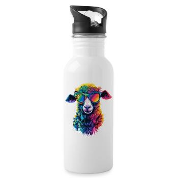Sheep Lamb Sheep Domestic Sheep Shepherd Sweet Sheep - Water bottle with straw - white - Right