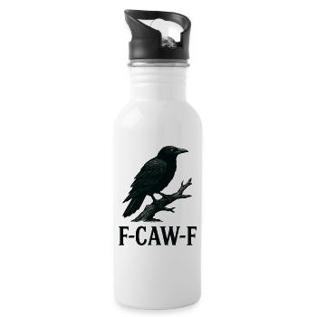 Sarkastischer Rabe – F-CAW-F Statement Art - Trinkflasche mit integriertem Trinkhalm - Weiß - Rechts