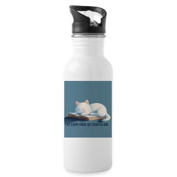 BookTok Aesthetic – Sleeping Cat & Beautiful Ruin - Water bottle with straw - white - Right