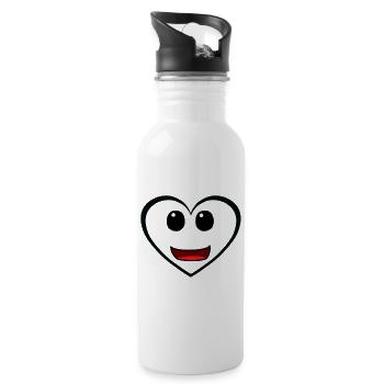 Herz Herzen Valentin lustig Liebe Retro - Trinkflasche mit integriertem Trinkhalm - Weiß - Rechts