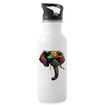 Elephant Trunk Africa Safari Wilderness Elephant - Water bottle with straw - white - Right