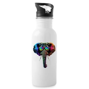 Elephant Trunk Africa Safari Wilderness Elephant - Water bottle with straw - white - Right