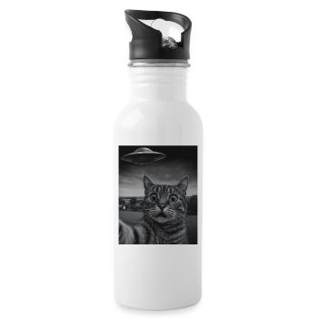 T-shirt selfie chat drôle – Shocked Kitty Meme Tee - Gourde avec paille intégrée - blanc - Droite