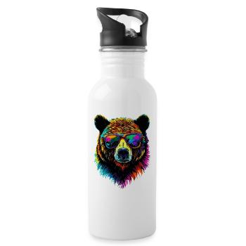 Ours brun, Grizzly, Frères d’ours, Forêt, Ours sauvages - Gourde avec paille intégrée - blanc - Droite