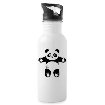 Panda Whimsical Nature-Inspired Illustration - Water bottle with straw - white - Right