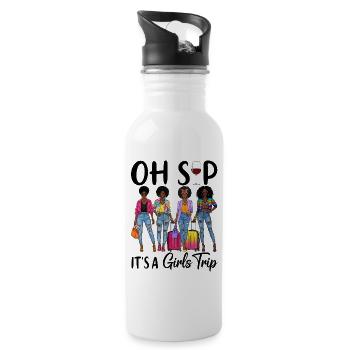 Stylish Afro Women with Travel Set - Water bottle with straw - white - Right