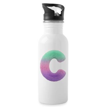 Letter C in fur look and colour gradient - Water bottle with straw - white - Right