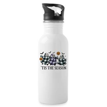 Halloween Gespenster Kürbis Design - Trinkflasche mit integriertem Trinkhalm - Weiß - Rechts
