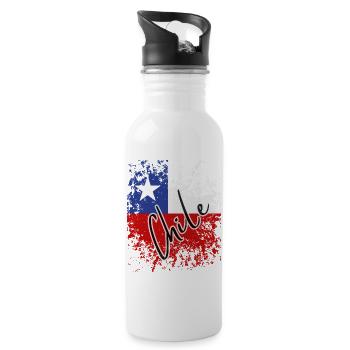 Chilean grunge flag, I love Chile - Water bottle with straw - white - Right