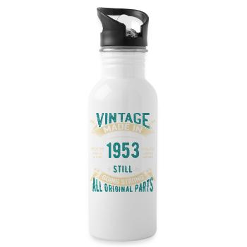 Vintage 1953 Inspired Typography Design - Water bottle with straw - white - Right