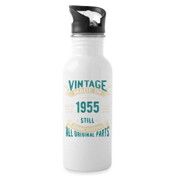 Vintage 1955 Classic Text Design - Water bottle with straw - white - Right