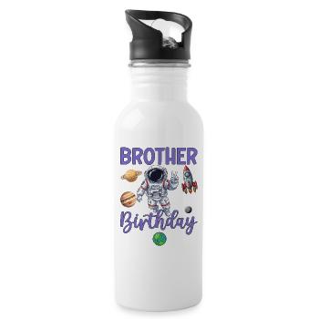 Conception d'anniversaire Space Brother - Gourde avec paille intégrée - blanc - Droite