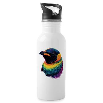 Pinguin Kaiserpinguin Zwergpinguin Süße Pinguine - Trinkflasche mit integriertem Trinkhalm - Weiß - Rechts