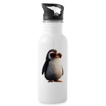 Pinguin Kaiserpinguin Zwergpinguin Süße Pinguine - Trinkflasche mit integriertem Trinkhalm - Weiß - Rechts