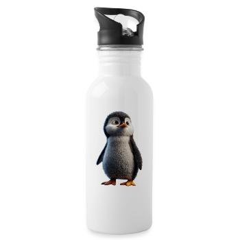 Pinguin Kaiserpinguin Zwergpinguin Süße Pinguine - Trinkflasche mit integriertem Trinkhalm - Weiß - Rechts
