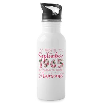 Septembre 1965 Anniversaire 60 Ans Pour Femmes - Gourde avec paille intégrée - blanc - Droite