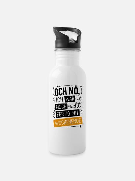 Lustiger Montag sprüche  für den Wochenanfang - Trinkflasche mit integriertem Trinkhalm - Weiß