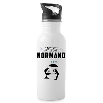 Barbecue Normand Idée de Cadeau Normandie - Gourde avec paille intégrée - blanc - Droite