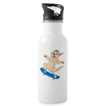 Verspieltes Golden Retriever Skateboard T-Shirt Design - Trinkflasche mit integriertem Trinkhalm - Weiß - Rechts