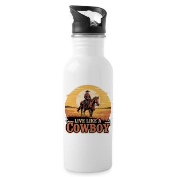 Cowboy Sunset Ride Graphic Design - Water bottle with straw - white - Right