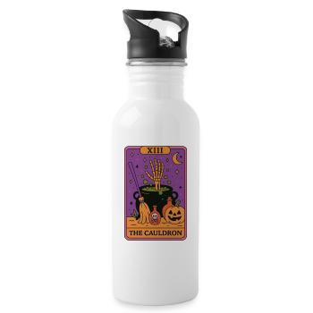 XIII Halloween Tarotkarte Der Kessel - Trinkflasche mit integriertem Trinkhalm - Weiß - Rechts