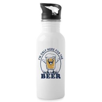 I'M ONLY HERE FOR THE BEER RETRO SPRUCH BIER - Trinkflasche mit integriertem Trinkhalm - Weiß - Rechts