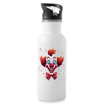 Frecher Clown mit Konfetti Design - Trinkflasche mit integriertem Trinkhalm - Weiß - Rechts