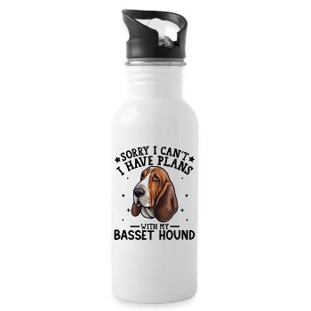 Expressive Basset Hound Illustration - Water bottle with straw - white - Right