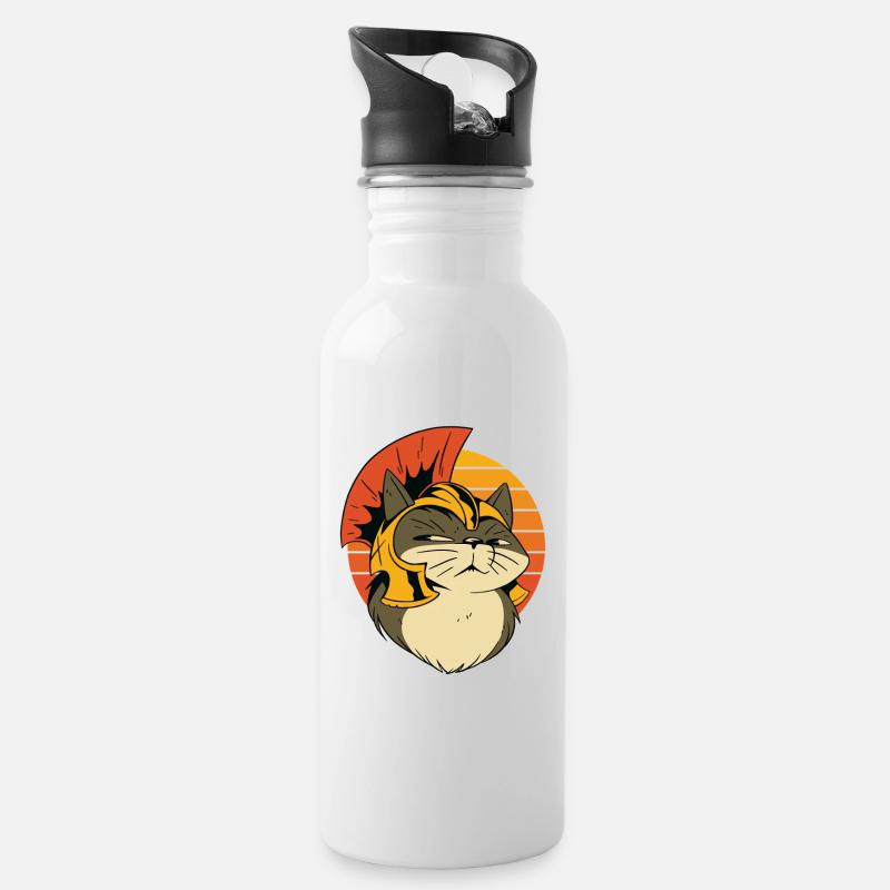 Römische Gladiatorkatze Illustration - Trinkflasche mit integriertem Trinkhalm - Weiß