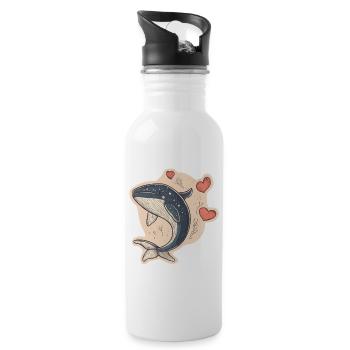 Wal - Trinkflasche mit integriertem Trinkhalm - Weiß - Rechts