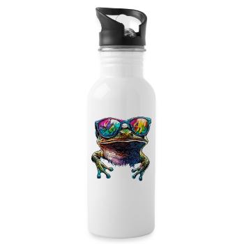 Frosch Kleine Kröte Laubfrosch Froschkönig Frösche - Trinkflasche mit integriertem Trinkhalm - Weiß - Rechts