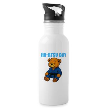 Weck mich auf, wenn Jiu-Jitsu-Tag ist - BJJ Humor - Trinkflasche mit integriertem Trinkhalm - Weiß - Rechts