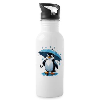 Scattering penguin with umbrella - Water bottle with straw - white - Right