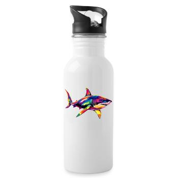 requin requin tigre requin plongeur requins mignons grand requin blanc - Gourde avec paille intégrée - blanc - Droite