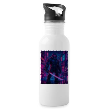 Cyberpunk Bigfoot Kryptid Tech Sasquatch Yeti - Trinkflasche mit integriertem Trinkhalm - Weiß - Rechts