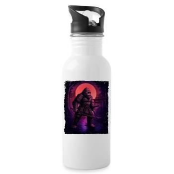 Samurai Bigfoot Kryptid Sasquatch Yeti Jäger - Trinkflasche mit integriertem Trinkhalm - Weiß - Rechts