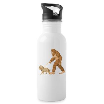Bigfoot Marche Golden Doodle chien Illustration - Gourde avec paille intégrée - blanc - Droite