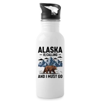 La réputation et les paysages naturels de l'Alaska - Gourde avec paille intégrée - blanc - Droite