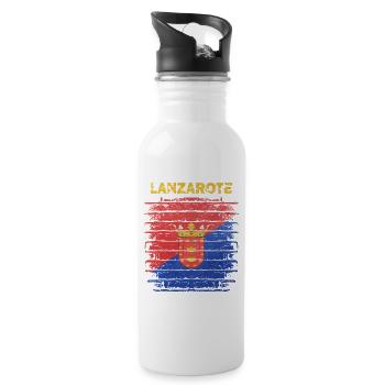 Lanzarote flag design with wave pattern - Water bottle with straw - white - Right