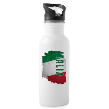 Flagge Italiens, Vintage-Grunge - Trinkflasche mit integriertem Trinkhalm - Weiß - Rechts