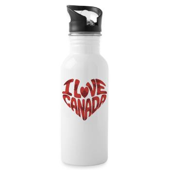 Heart with love for Canada - Water bottle with straw - white - Right