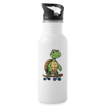 Cheeky Turtle Skateboard - Water bottle with straw - white - Right