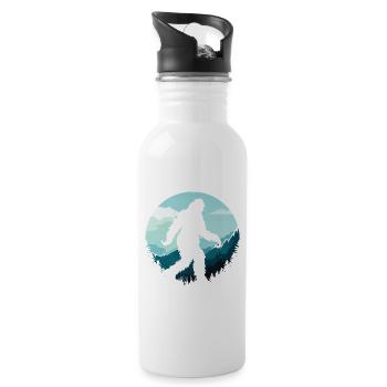 Wilder Bergsilhouetten Motiv - Trinkflasche mit integriertem Trinkhalm - Weiß - Rechts